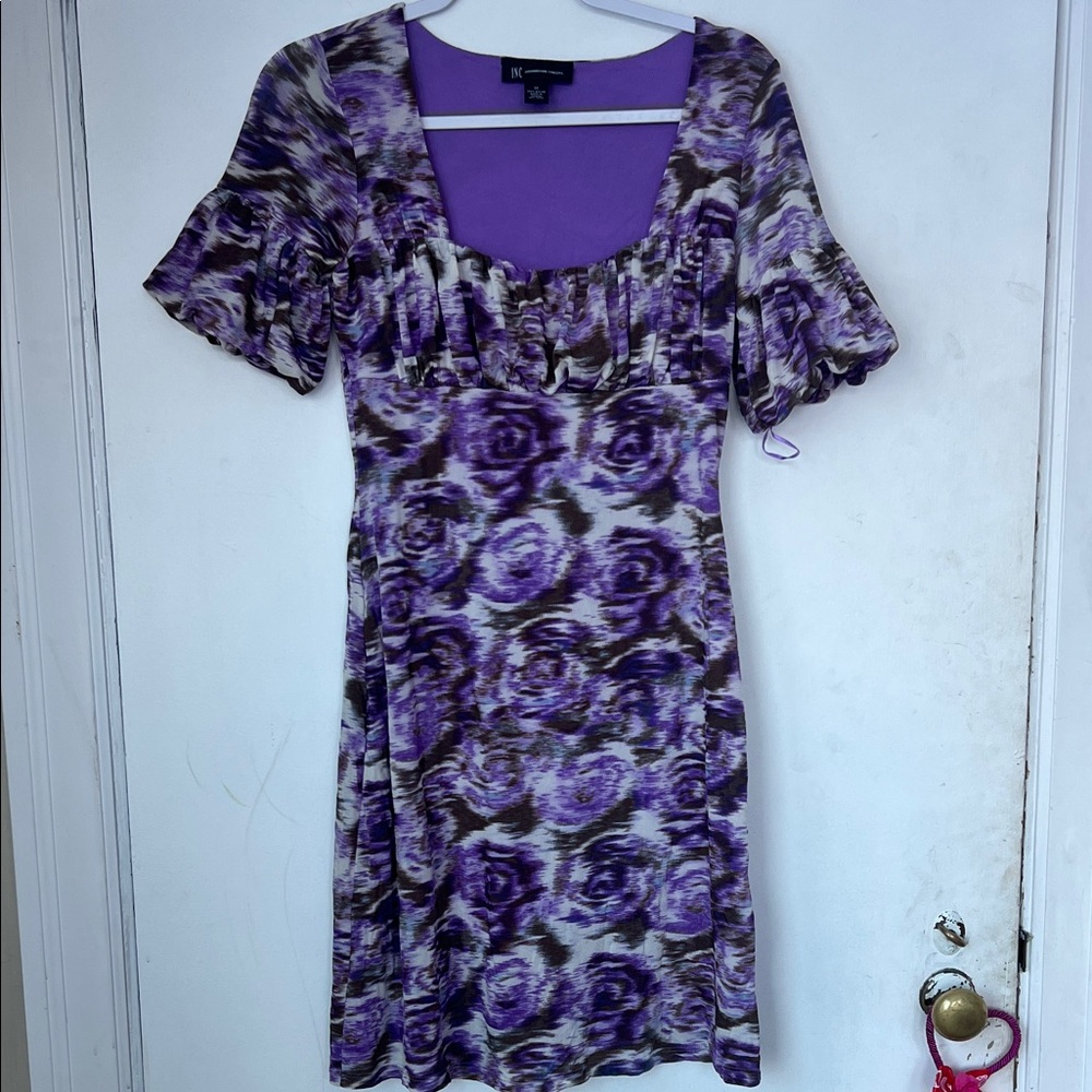 INC International Concepts Purple and White Midi Dress